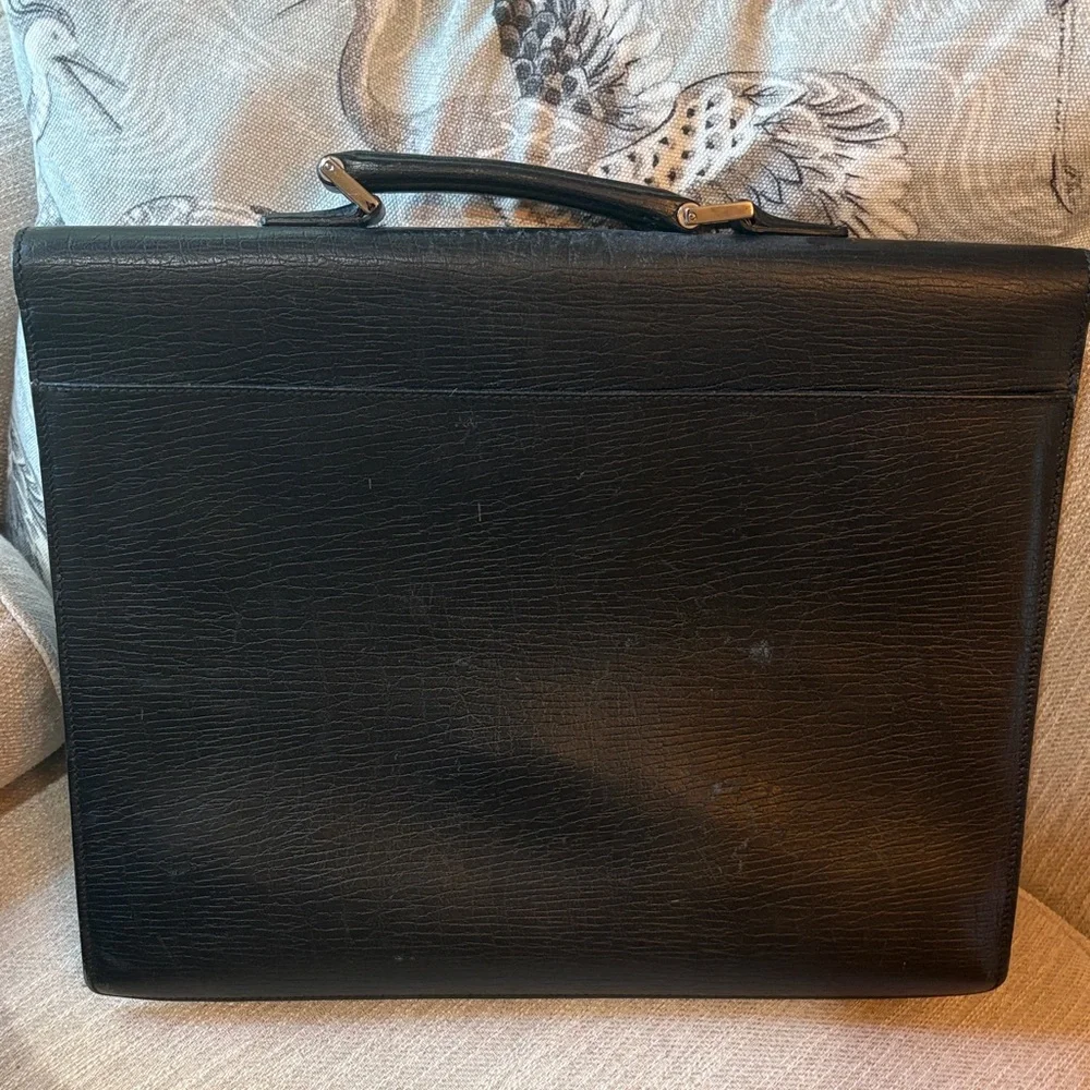 Gucci Black Leather Men's Briefcase with Combination Lock